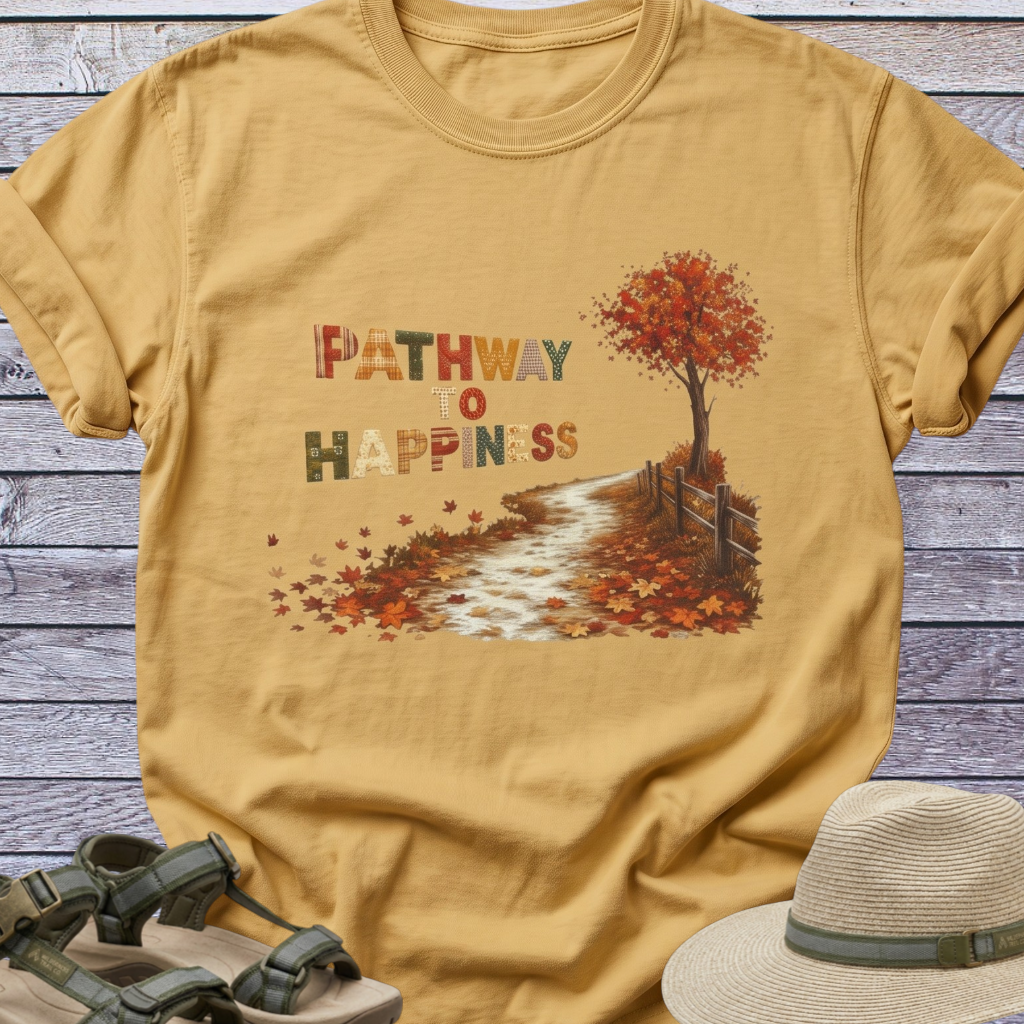 Happy Stroll through Fall Autumn Leaves T-Shirt | CottageCore & Nature