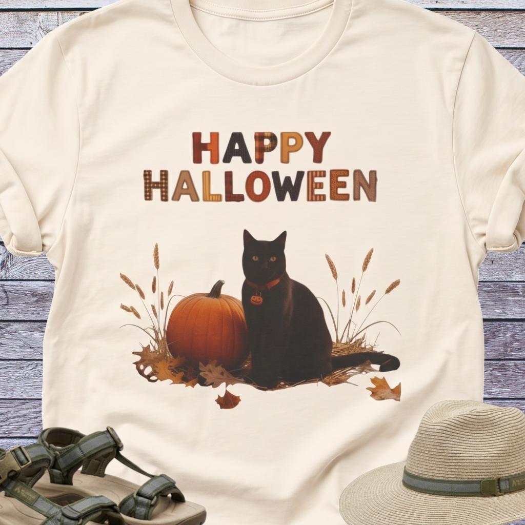 Black Cat Pumpkin T-Shirt Happy Halloween