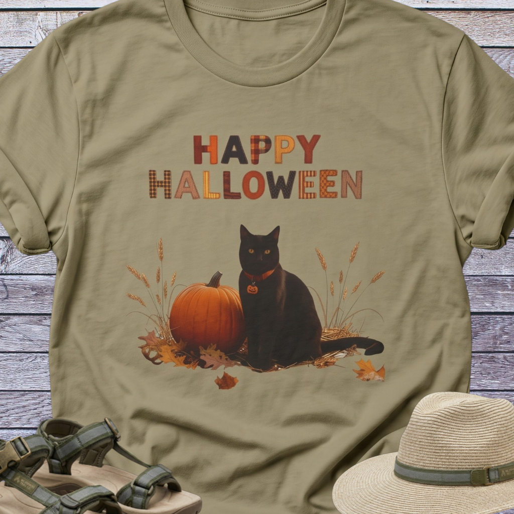 Black Cat Pumpkin T-Shirt Happy Halloween
