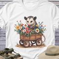 Opossum Flower Cart T-shirt | Woodland Animals