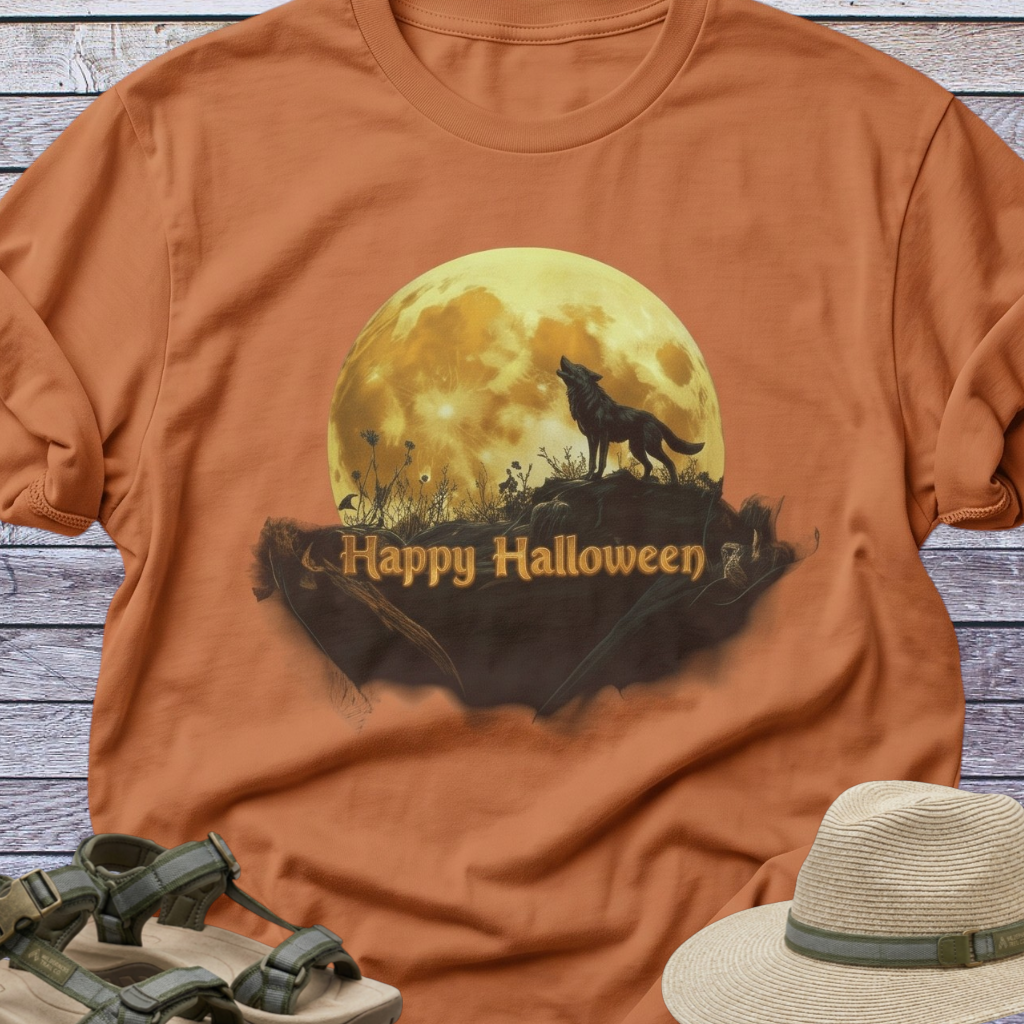Howling Wolf Moon T-Shirt Harvest Halloween