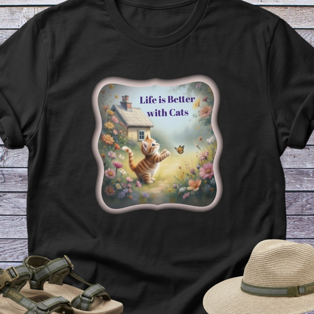 Kitten Butterfly Cottage T-Shirt