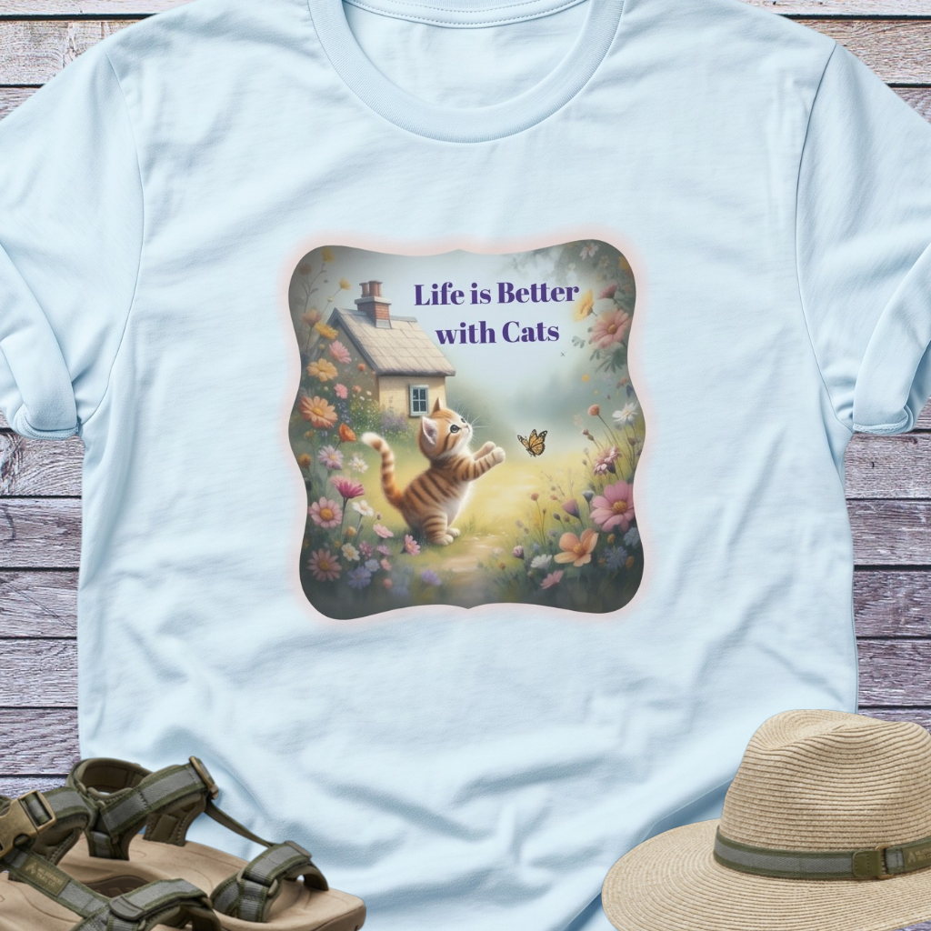 Kitten Butterfly Cottage T-Shirt