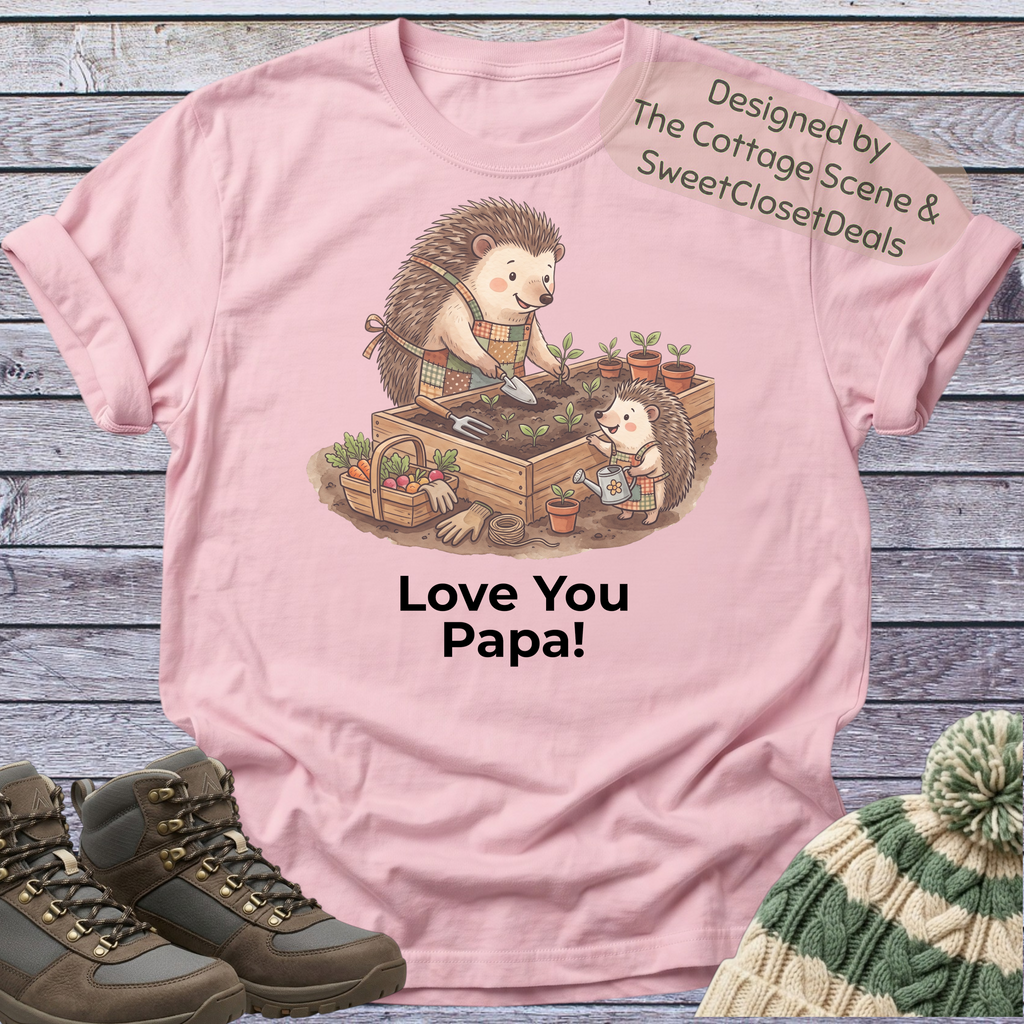 Hedgehog Papa Son T-Shirt Gardening