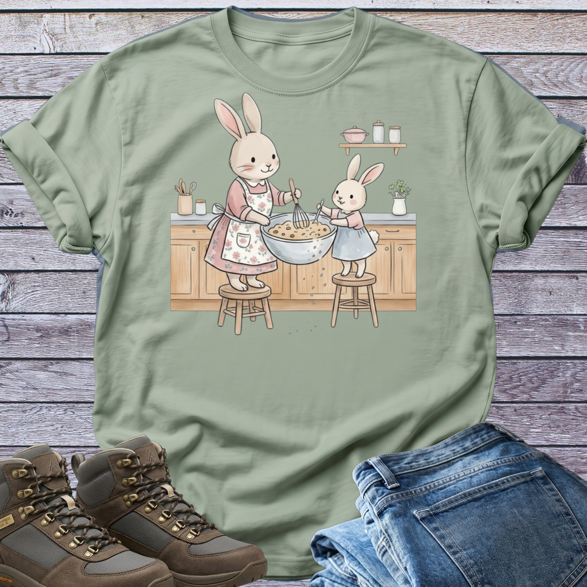Rabbit Mom Daughter Bake T-Shirt