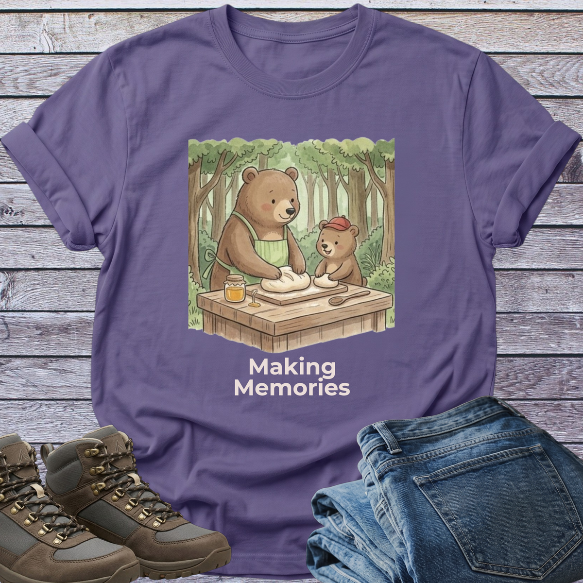 Bear Dad Son Cub Woodland T-Shirt