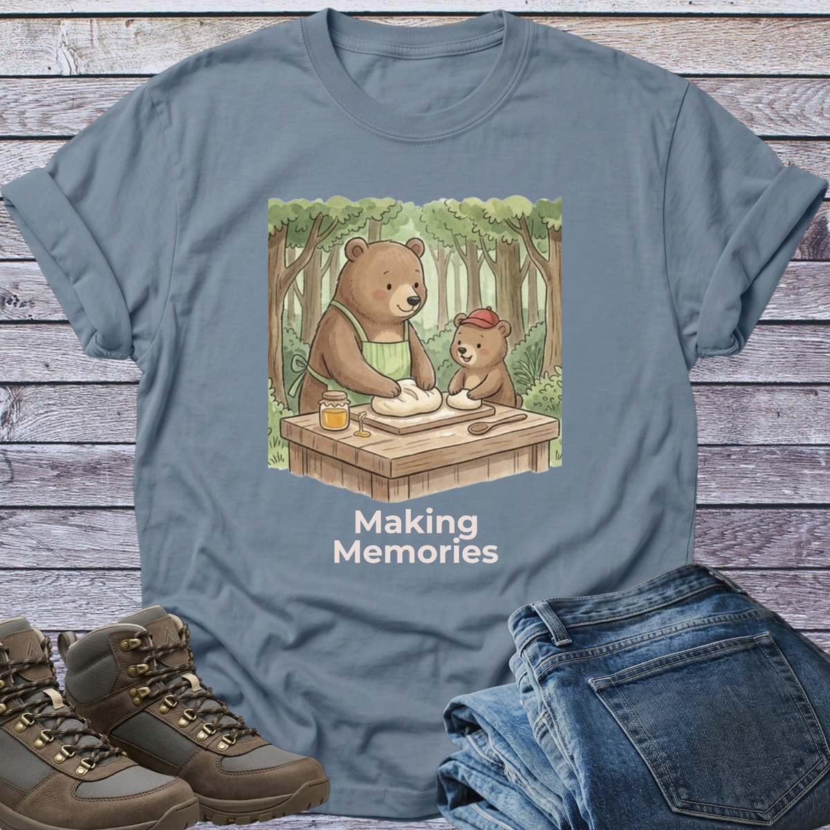 Bear Dad Son Cub Woodland T-Shirt