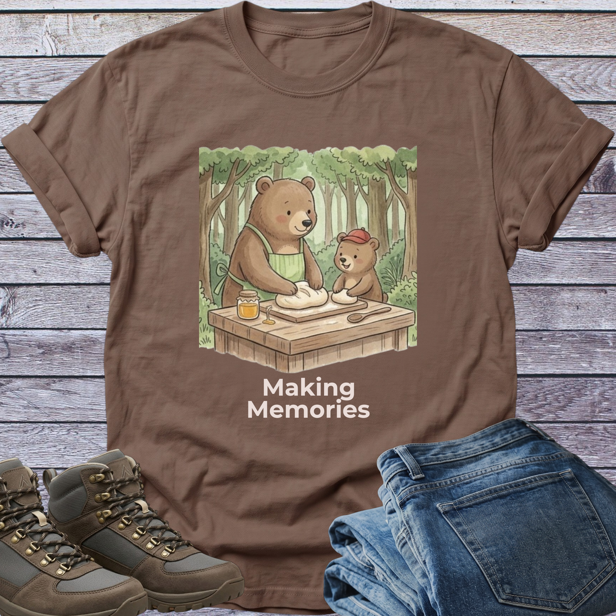 Bear Dad Son Cub Woodland T-Shirt