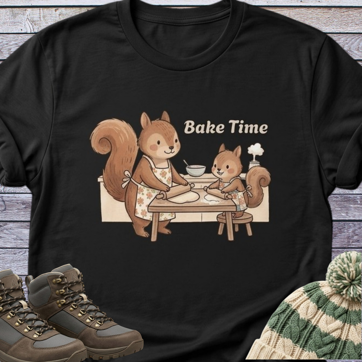 Squirrel Mom Daughter Baking T-Shirt