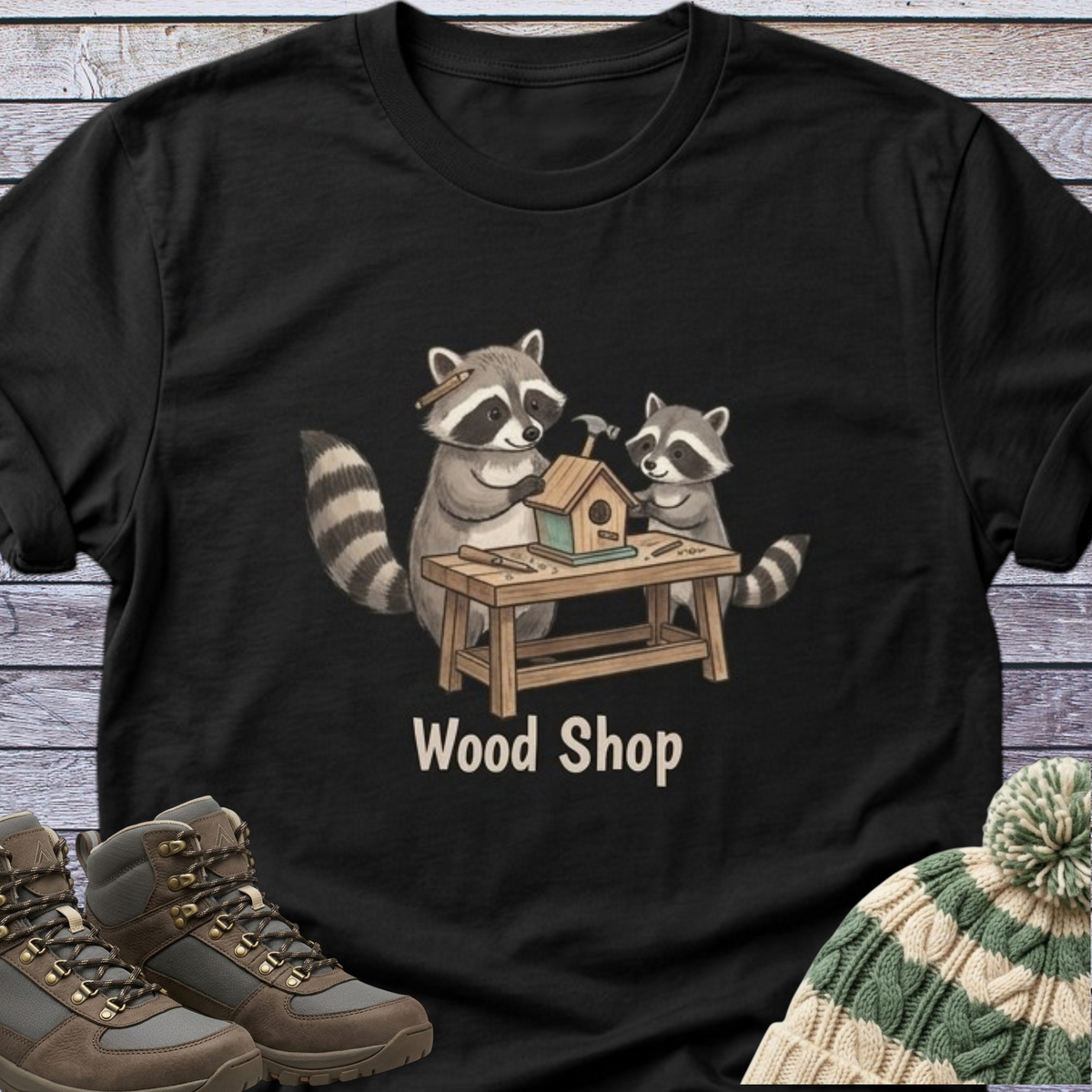 Raccoon Wood Shop Woodland T-Shirt