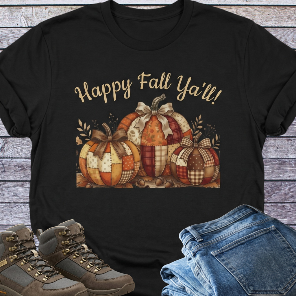 Happy Fall Y'all Pumpkin Patchwork T-Shirt