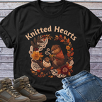 Knitted Hearts Beavers Crochet Floral T-Shirt