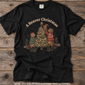 Beaver Family Christmas Tree Trimming T-Shirt Vintage Style