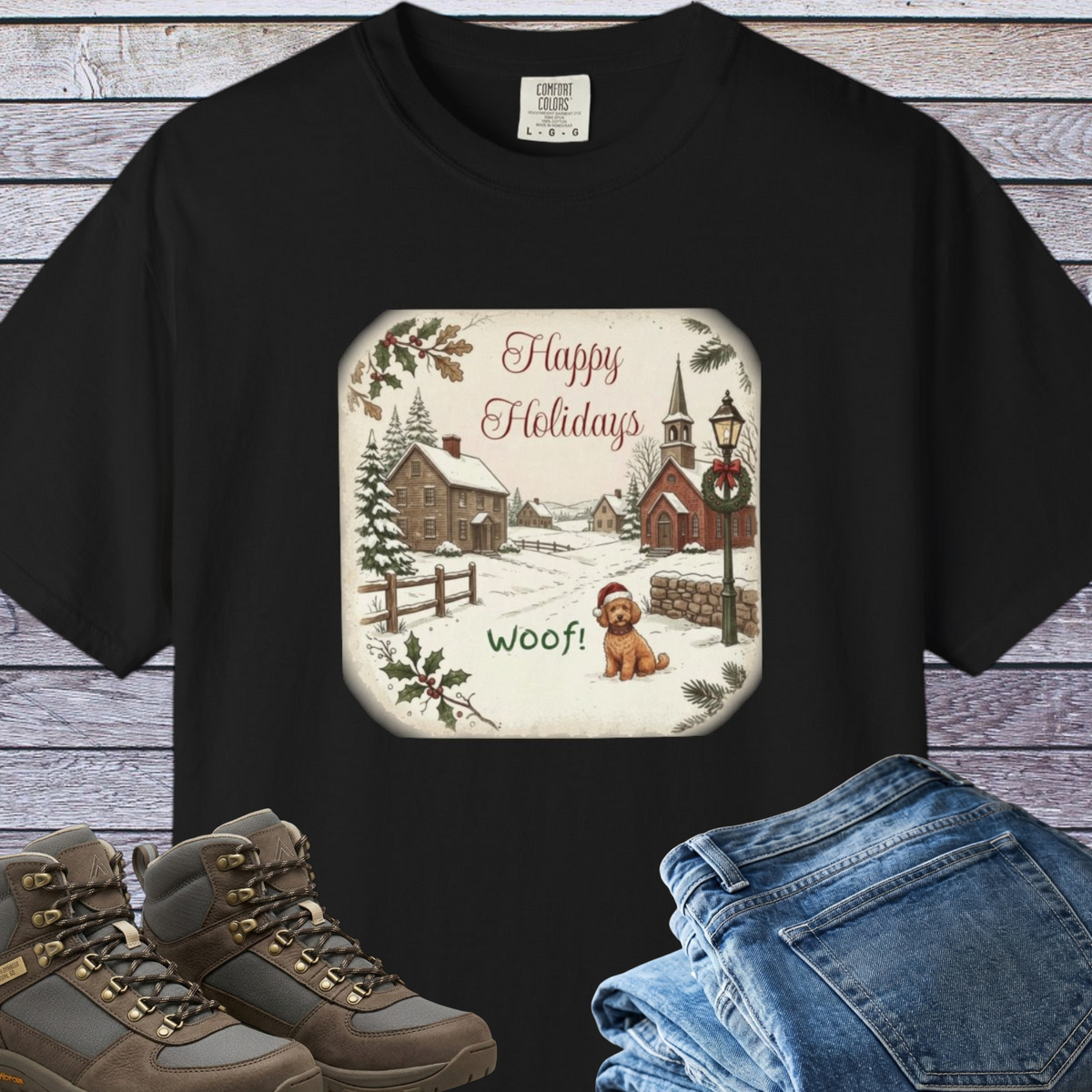 Apricot Poodle Puppy Christmas Holidays T-Shirt