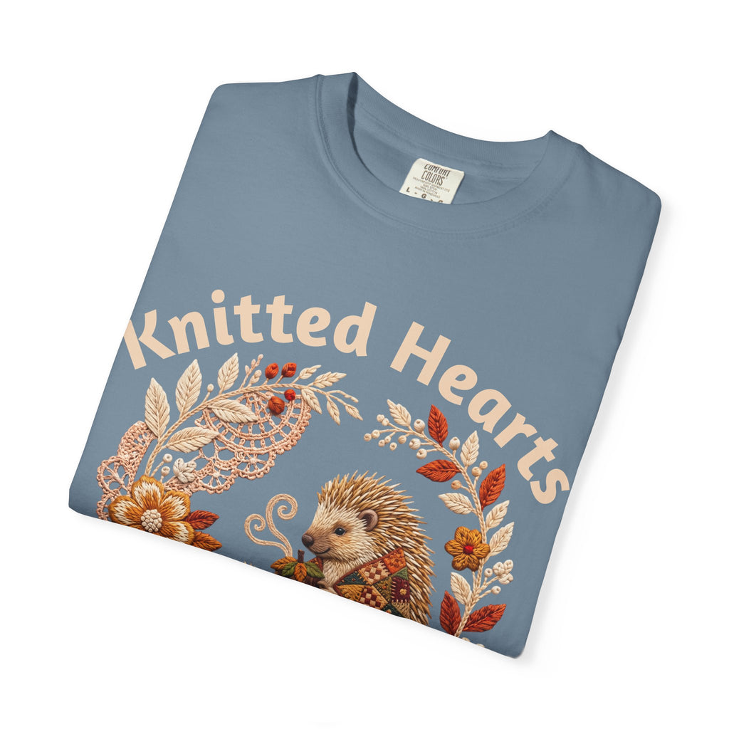 Knitted Hearts Porcupines Crochet Floral T-Shirt