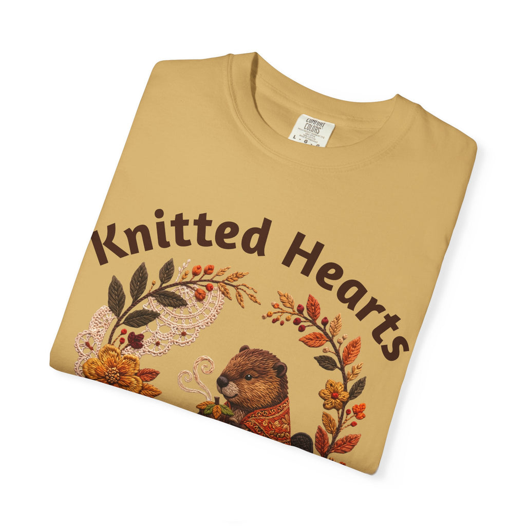 Knitted Hearts Beavers Crochet Floral T-Shirt