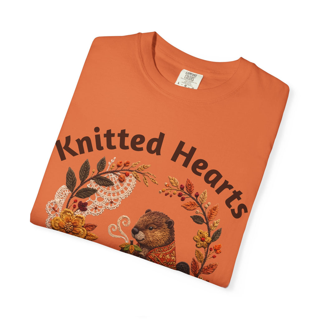 Knitted Hearts Beavers Crochet Floral T-Shirt