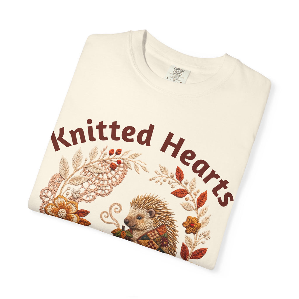 Knitted Hearts Porcupines Crochet Floral T-Shirt
