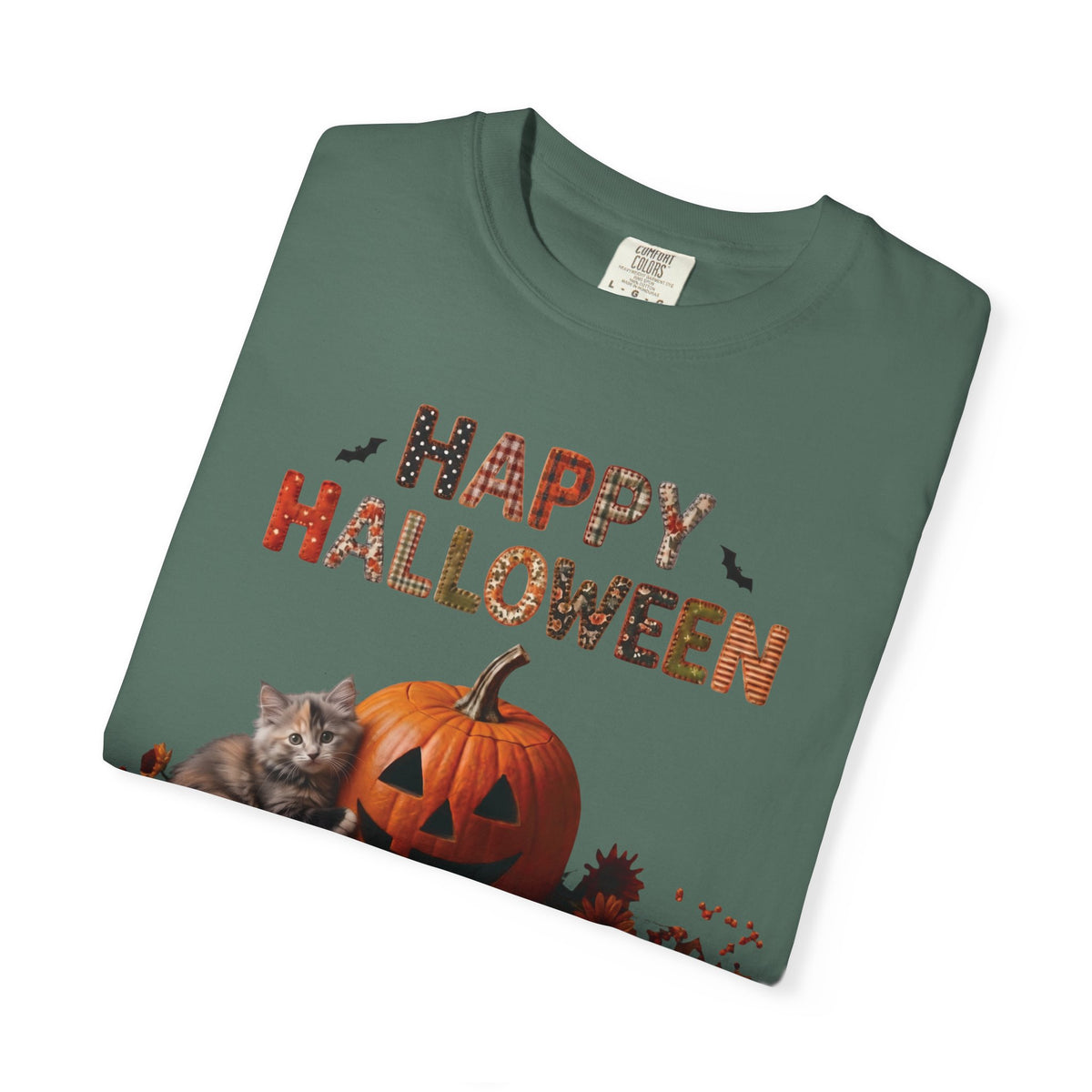 Halloween Pumpkin Grey-Orange Kitten T-Shirt