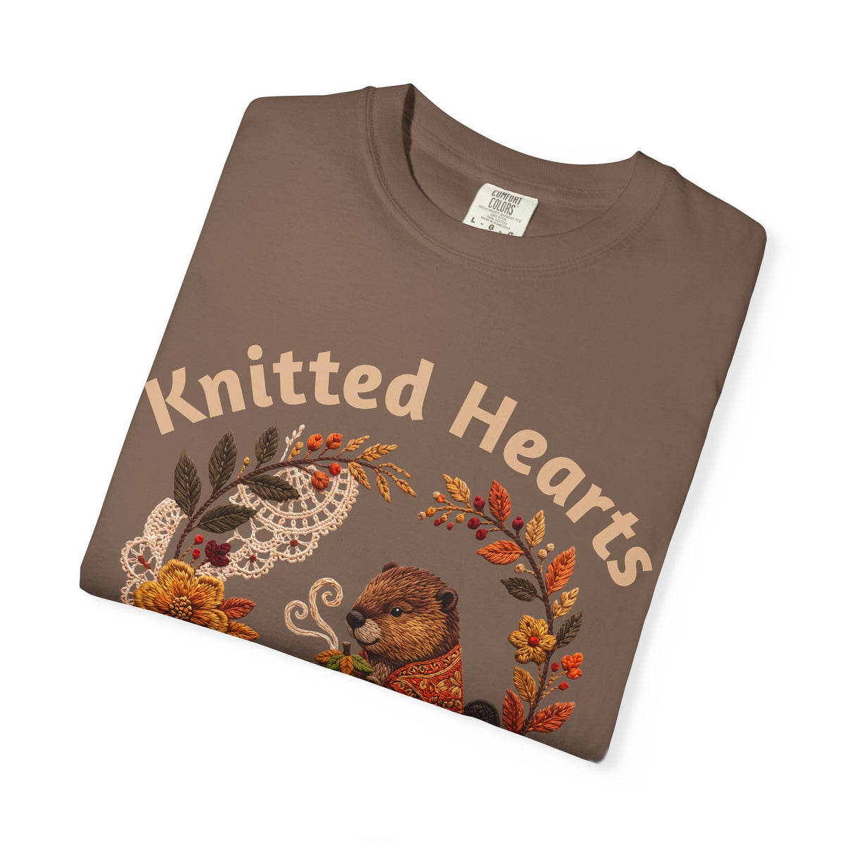 Knitted Hearts Beavers Crochet Floral T-Shirt